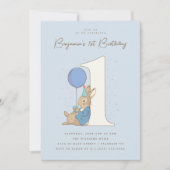 Invitation Peter Rabbit | Garçon 1er Anniversaire Blue Confet (Devant)