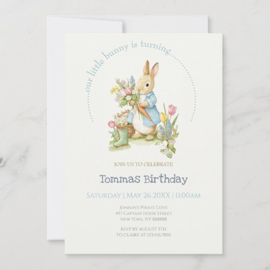 Invitation Peter Rabbit Garden Anniversaire (Devant)