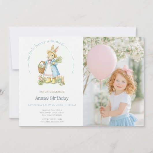 Invitation Peter Rabbit Garden Anniversaire (Devant)