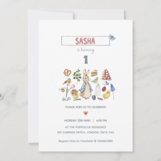 Invitation peter rabbit personnalisé (Dos)