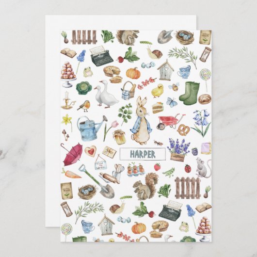 Invitation peter rabbit personnalisé (Devant / Derrière)