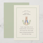 Invitation Peter Rabbit Sage Green Baby shower Vintage (Devant / Derrière)