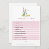 Invitation Peter Rabbit Souhaite pour bébé Rose fille bébéDou (Devant / Derrière)