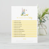Invitation Peter Rabbit Souhaite pour le Baby shower jaune bé (Debout devant)