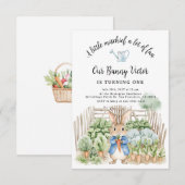 Invitation Peter Rabbit Veggie Garden Party First Birthday (Devant / Derrière)