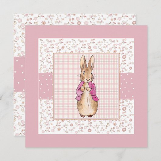 Invitation Peter the Rabbit Check & Floral pattern (Devant / Derrière)