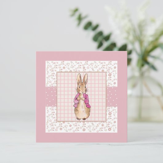 Invitation Peter the Rabbit Check & Floral pattern (Debout devant)