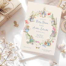Peter the Rabbit Fleur sauvage Baby shower Invitat