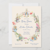 Invitation Peter the Rabbit Fleur sauvage Baby shower Invitat (Devant)