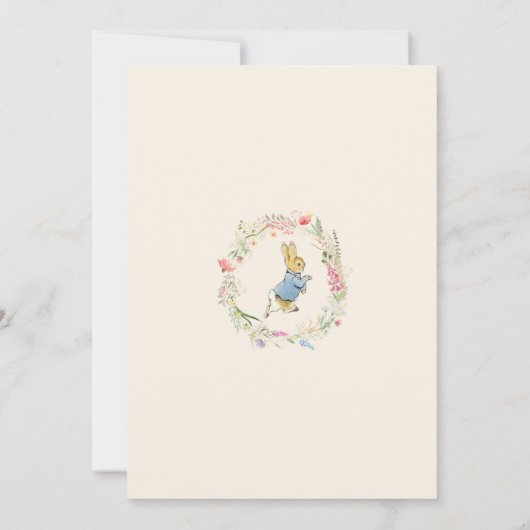 Invitation Peter the Rabbit Fleur sauvage Baby shower Invitat (Dos)