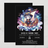 Invitation Petit adorable Pirate Anniversaire (Devant / Derrière)