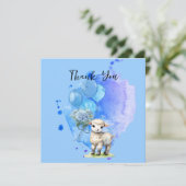 Invitation Petit Agneau Chéri Hydrangea Bleu Square Merci (Debout devant)