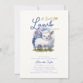Invitation Petit agneau doux Baby shower Whimsical Blue Boy (Devant)