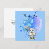 Invitation Petit Agneau Doux Hydrangea Bleu Square Merci (Devant / Derrière)