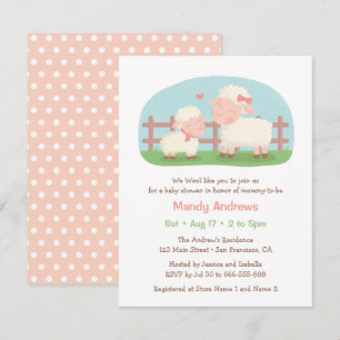 Invitation Petit agneau et Baby shower de ferme maman
