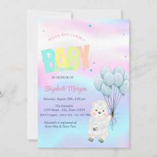 Invitation Petit agneau mouton Baby Shower holographique