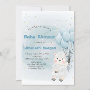 Invitation Petit agneau mouton étoiles Baby Shower
