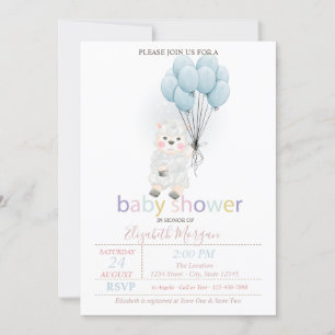 Invitation Petit agneau moutons ballons Baby Shower