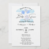 Invitation Petit Agneau S'élevant Haut dans les Ballons Bleus (Devant)