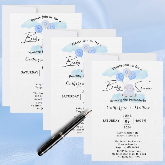 Invitation Petit Agneau s'élevant haut dans les ballons de Bl