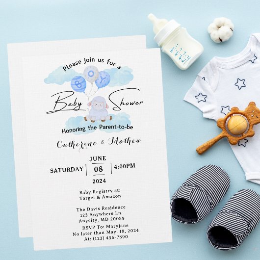 Invitation Petit Agneau s'élevant haut dans les ballons de Bl