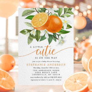 Invitation Petit amour orange citrus en route Baby Shower