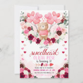 Invitation Petit amour Ours rose Saint Valentin (Devant)