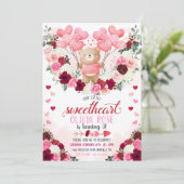 Invitation Petit amour Ours rose Saint Valentin (Debout devant)