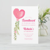 Invitation Petit Amour Rouge Coeur Ballons Anniversaire (Debout devant)