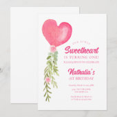 Invitation Petit Amour Rouge Coeur Ballons Anniversaire (Devant / Derrière)