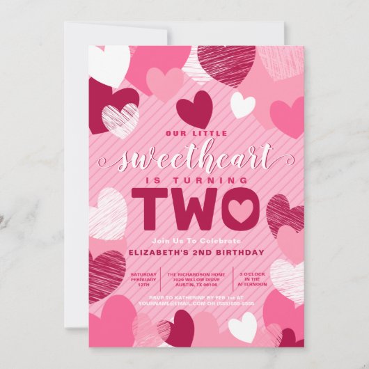 Invitation Petit amour Saint Valentin Anniversaire rose (Devant)