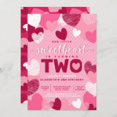 Invitation Petit amour Saint Valentin Anniversaire rose (Devant / Derrière)