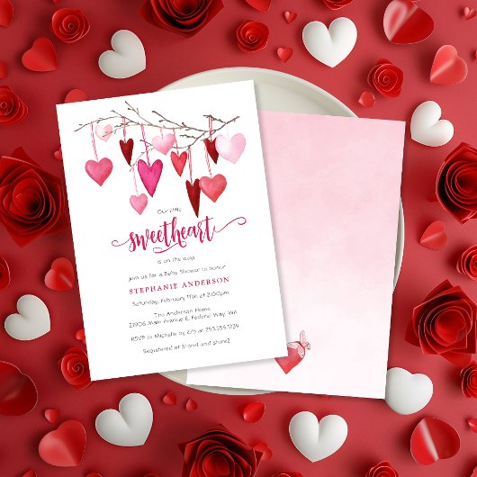 Invitation Petit amour Valentine Baby shower de coeur rose