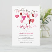 Invitation Petit amour Valentine Baby shower de coeur rose (Debout devant)
