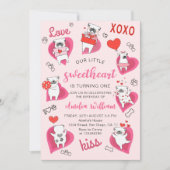 Invitation Petit amour Valentine Chiot Anniversaire (Devant)