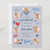 Invitation Petit amour Valentine Chiot Anniversaire Bleu (Devant)