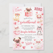 Invitation Petit amour Valentine Chiot Anniversaire Invitat (Devant)