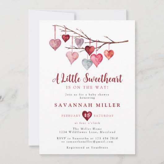 Invitation Petit amour Valentine Hearts Baby shower (Devant)