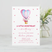 Invitation Petit Amoureux Hot Air Balloon Girl Baby shower (Debout devant)