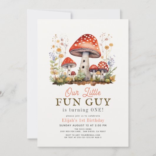 Invitation Petit Amusant Guy Champagne Garçon 1er anniversair (Devant)