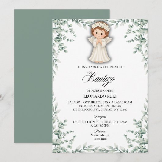 Invitation Petit ange espagnol (Devant / Derrière)