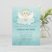 Invitation Petit Ange - Garçon ou Neutre - Caucase (Debout devant)