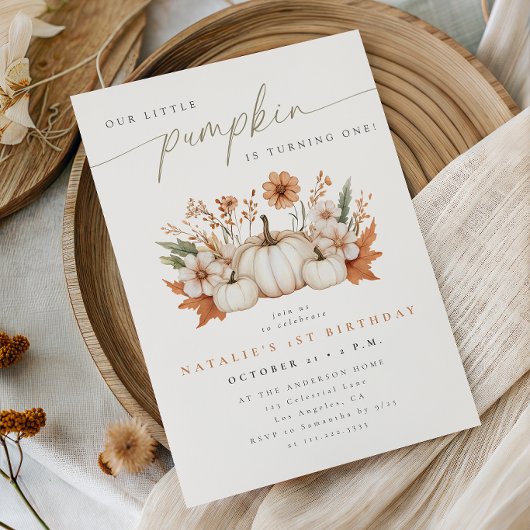 Invitation Petit Anniversaire Boho Citrouille Automne