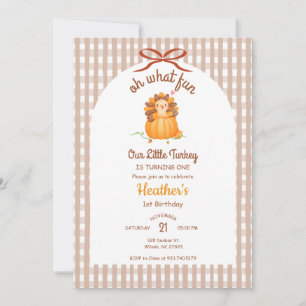 Invitation Petit Anniversaire Citrouille Dinde Gingham