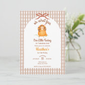 Invitation Petit Anniversaire Citrouille Dinde Gingham (Debout devant)