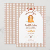 Invitation Petit Anniversaire Citrouille Dinde Gingham (Devant / Derrière)