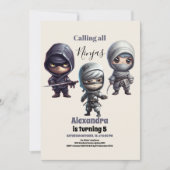 Invitation Petit Anniversaire de enfant guerrier Ninja (Devant)