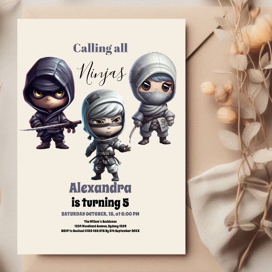 Invitation Petit Anniversaire de enfant guerrier Ninja