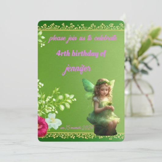 Invitation petit anniversaire de fée (Debout devant)