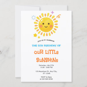 Invitation Petit Anniversaire de Soleil Joyeux Fête du Soleil